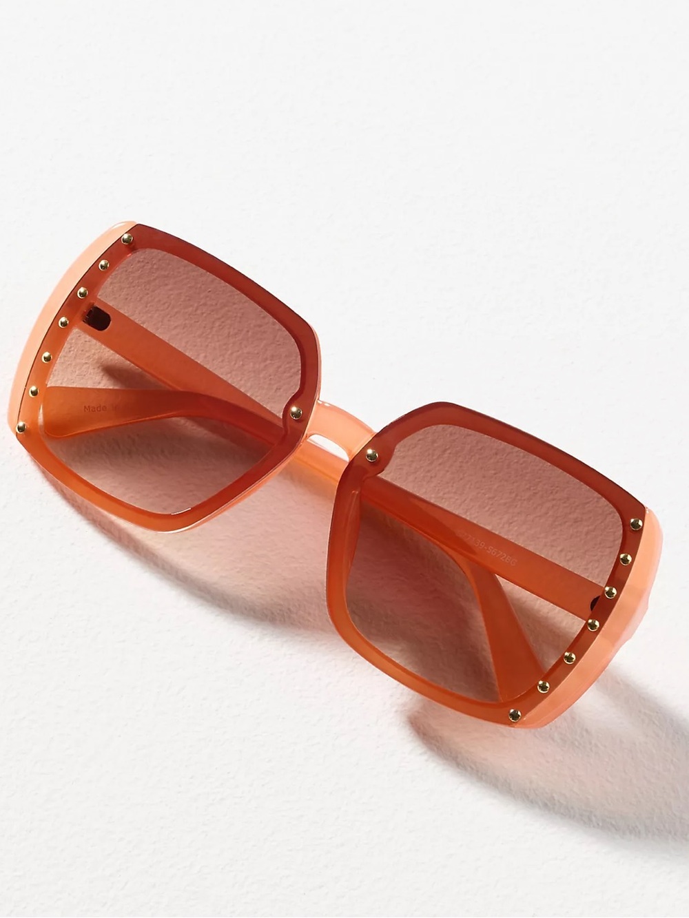 Anthropologie Orange Oversized Square Sunglasses with Stud Detail! New